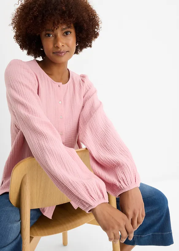 Oversized bluse i myk musselin, bonprix