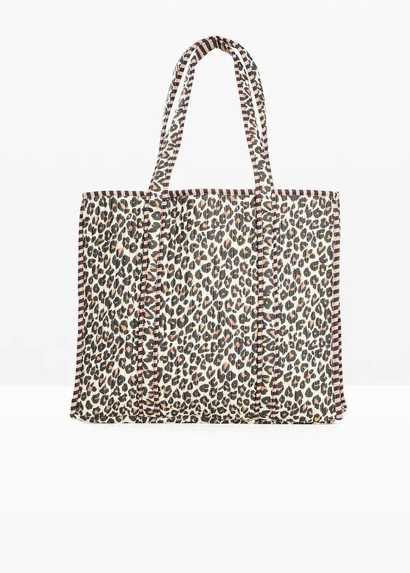 Leopardm&oslash;nstret, vendbar shopper i bomull, bonprix