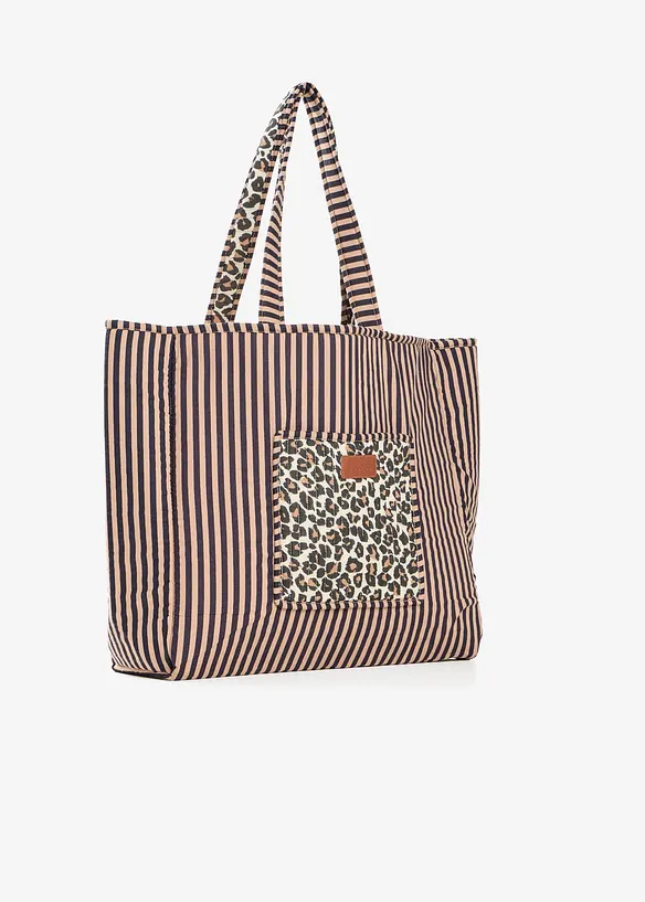Leopardm&oslash;nstret, vendbar shopper i bomull, bonprix