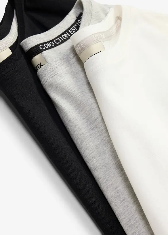 Langermet topp med &oslash;kologisk bomull (3-pack), bonprix