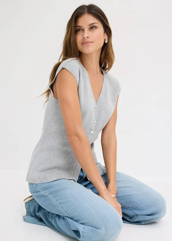 Strikkevest med V-hals, bonprix