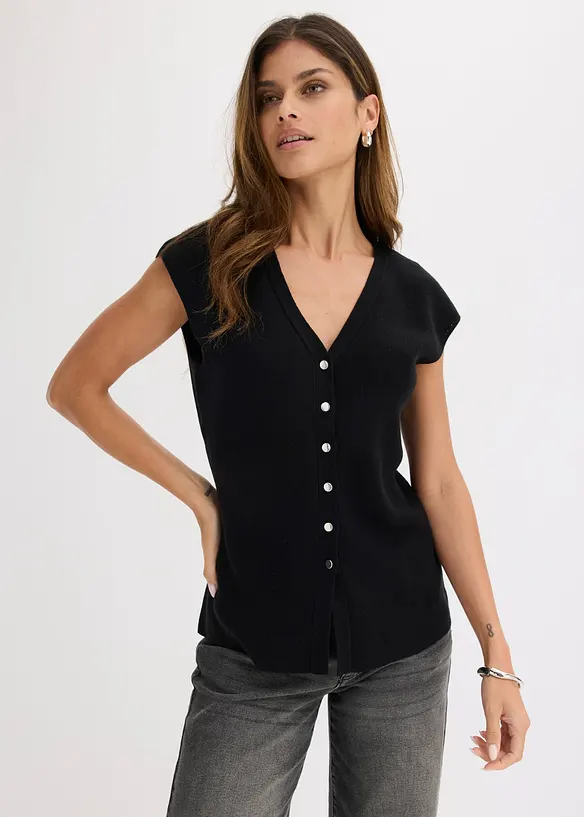 Strikkevest med V-hals, bonprix
