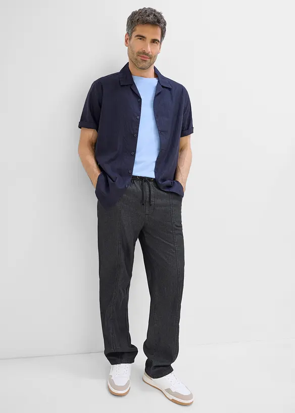 Pull on-bukse i lett materiale og Loose fit, Straight, bonprix
