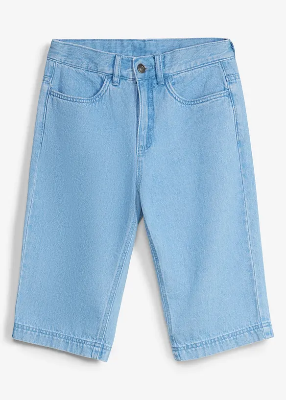 Lang jeansbermuda med regulerbar linning, Loose Fit, bonprix