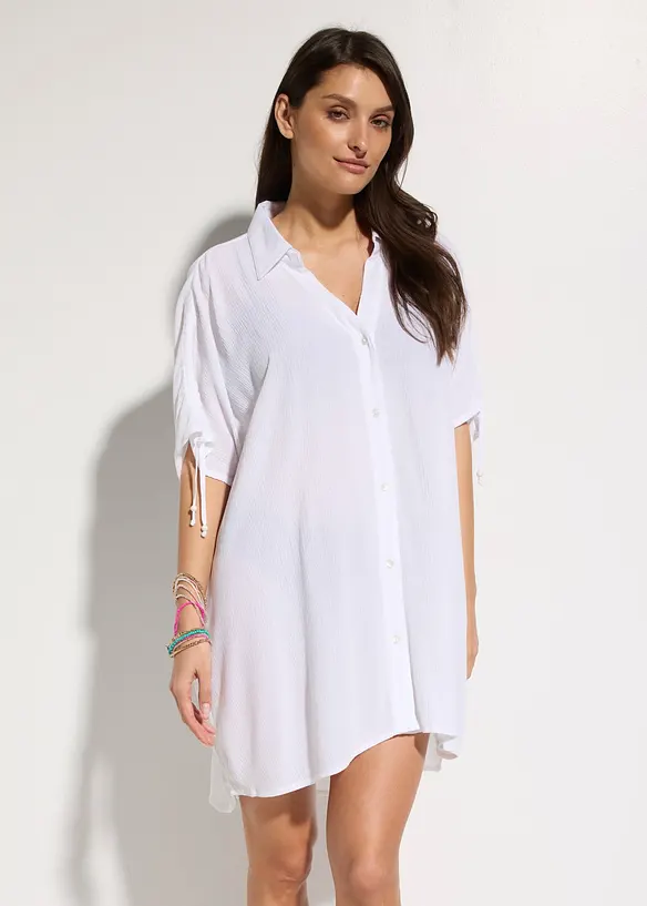 Oversized, crinkle strandbluse, bonprix