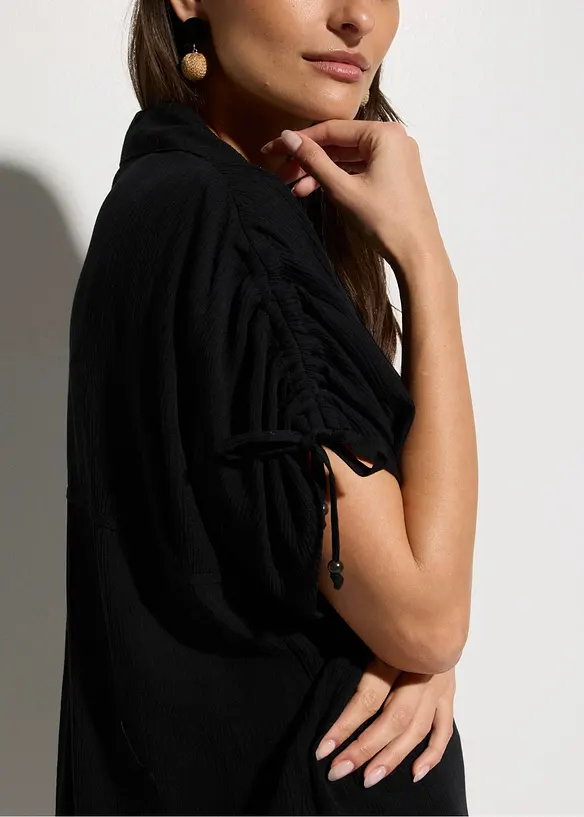 Oversized, crinkle strandbluse, bonprix