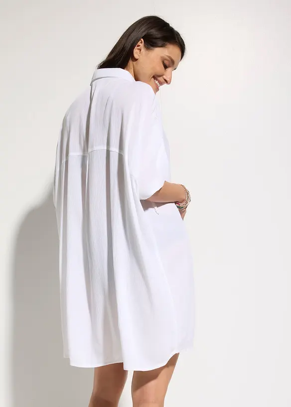 Oversized, crinkle strandbluse, bonprix