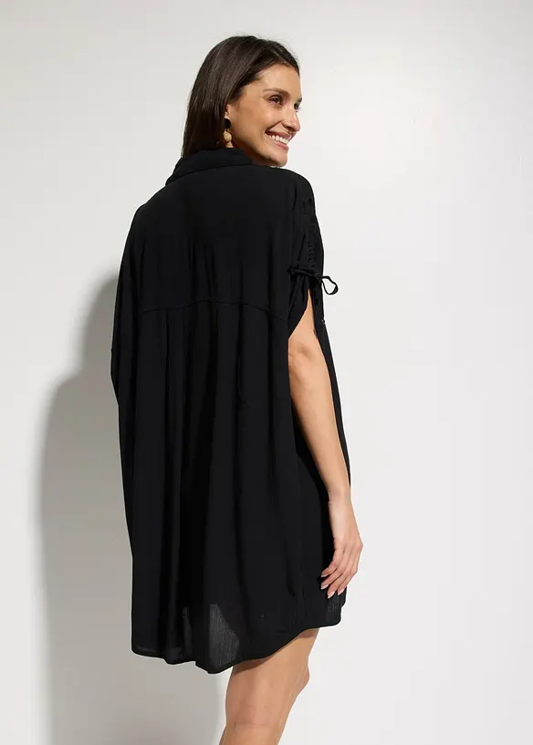 Oversized, crinkle strandbluse, bonprix