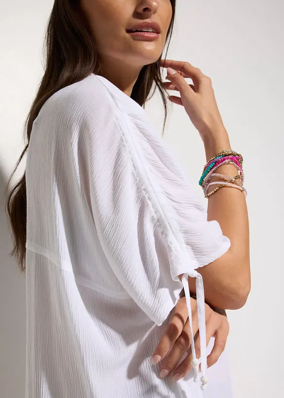 Oversized, crinkle strandbluse, bonprix