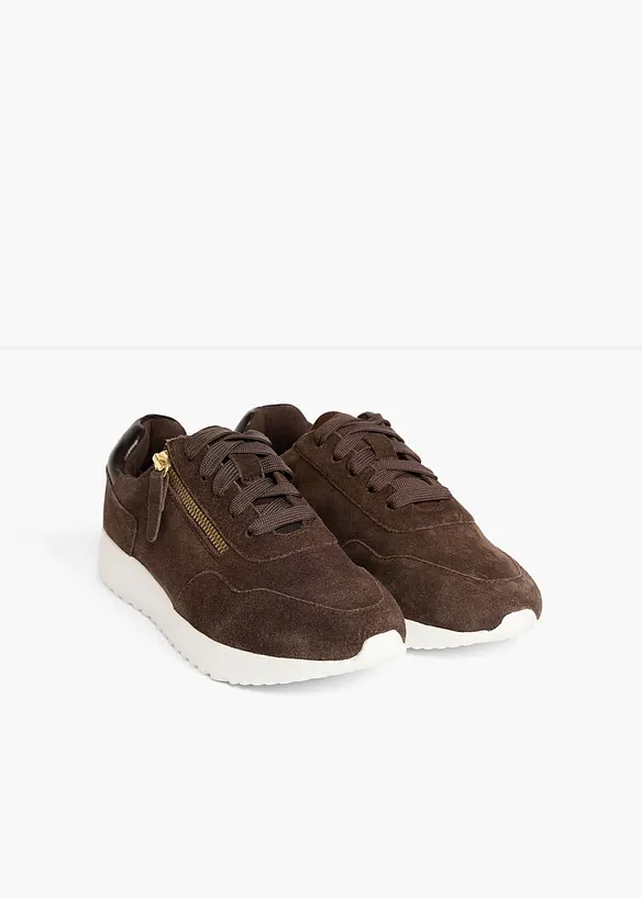 Sneakers i semsket skinn, bonprix