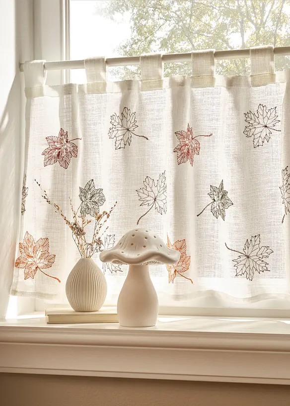 Gardinkappe med blad-broderi, bonprix
