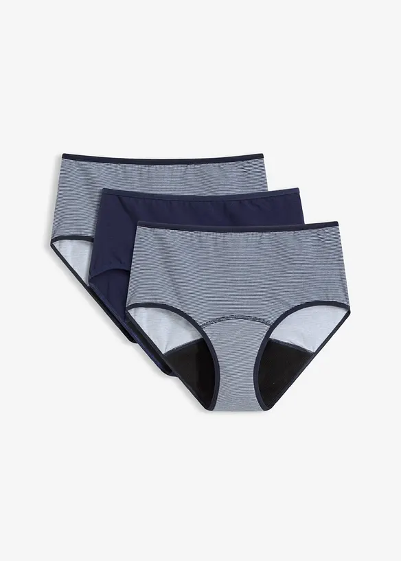 Menstruse med h&oslash;y midje og middels h&oslash;y absorberingsevne (3-pack), bonprix