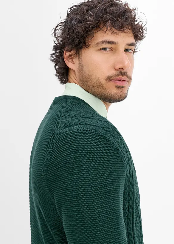 Cardigan i myk bomullsmiks og tyrolerstil, bonprix