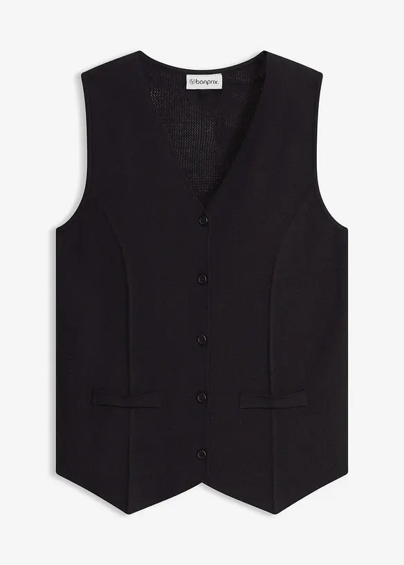 Strikket vest med hullm&oslash;nster i bakstykket, bonprix