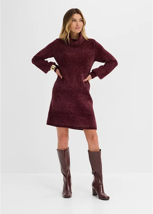 Strikket kjole i chenille av resirkulert polyester, bonprix