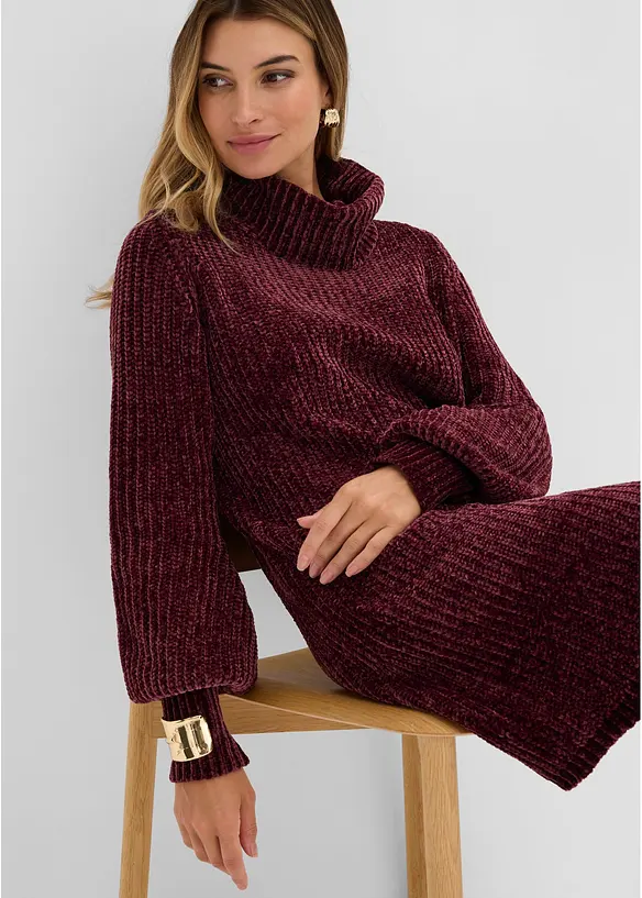 Strikket kjole i chenille av resirkulert polyester, bonprix
