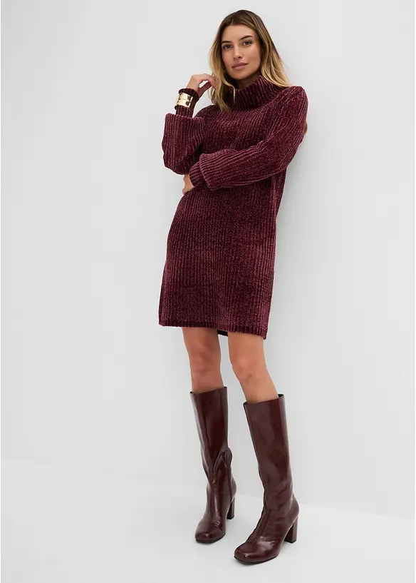 Strikket kjole i chenille av resirkulert polyester, bonprix