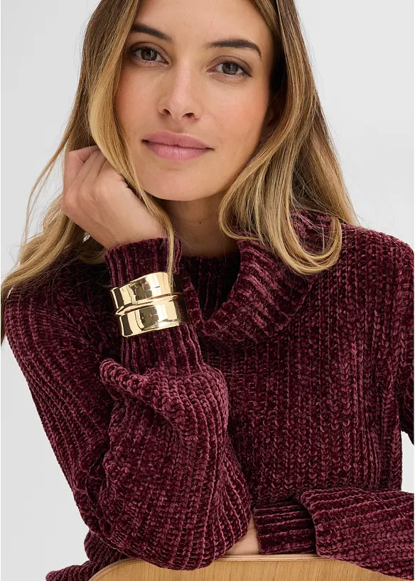 Strikket kjole i chenille av resirkulert polyester, bonprix