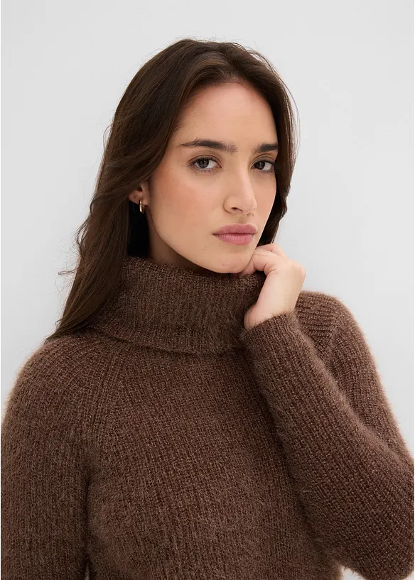 Oversized genser med rullekrage, bonprix