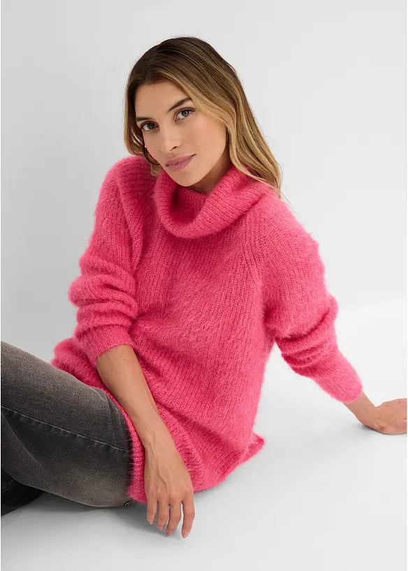 Oversized genser med rullekrage, bonprix