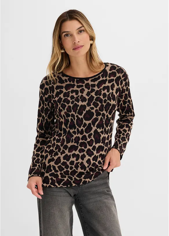 Finstrikket genser med jacquardm&oslash;nster, bonprix