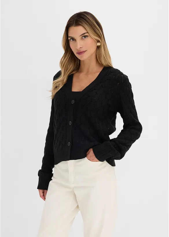 Cardigan med hullm&oslash;nster, bonprix