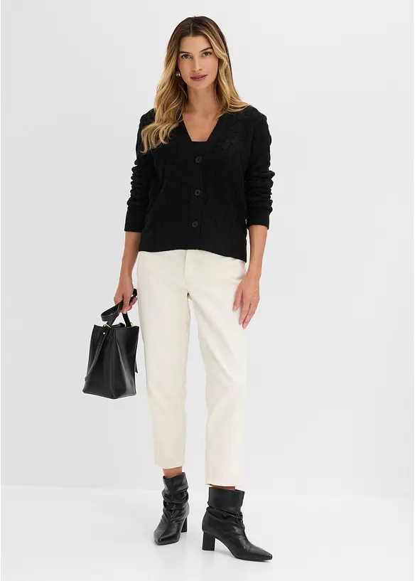 Cardigan med hullm&oslash;nster, bonprix