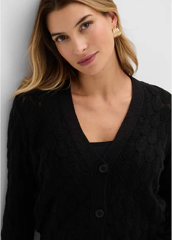 Cardigan med hullm&oslash;nster, bonprix