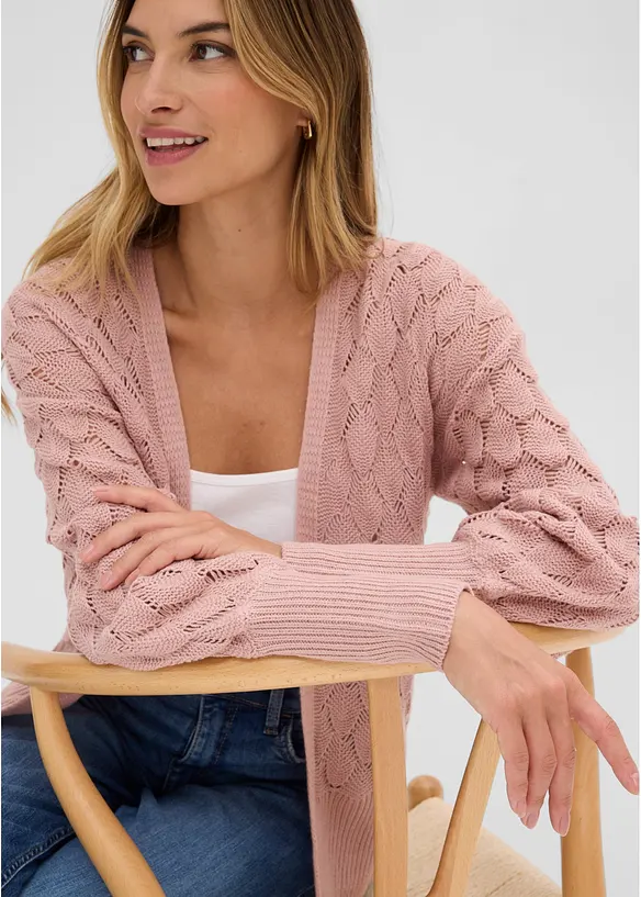 Cardigan med hullm&oslash;nster, bonprix