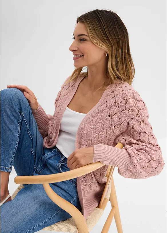 Cardigan med hullm&oslash;nster, bonprix