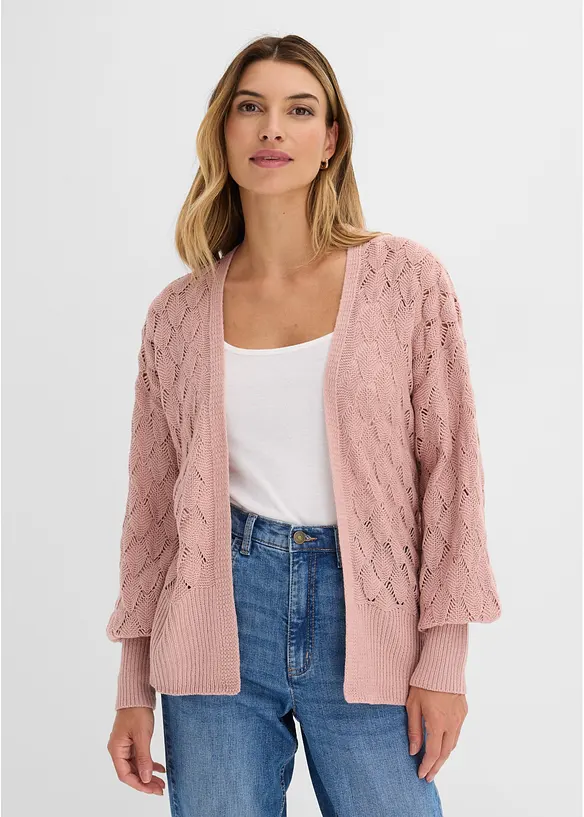 Cardigan med hullm&oslash;nster, bonprix