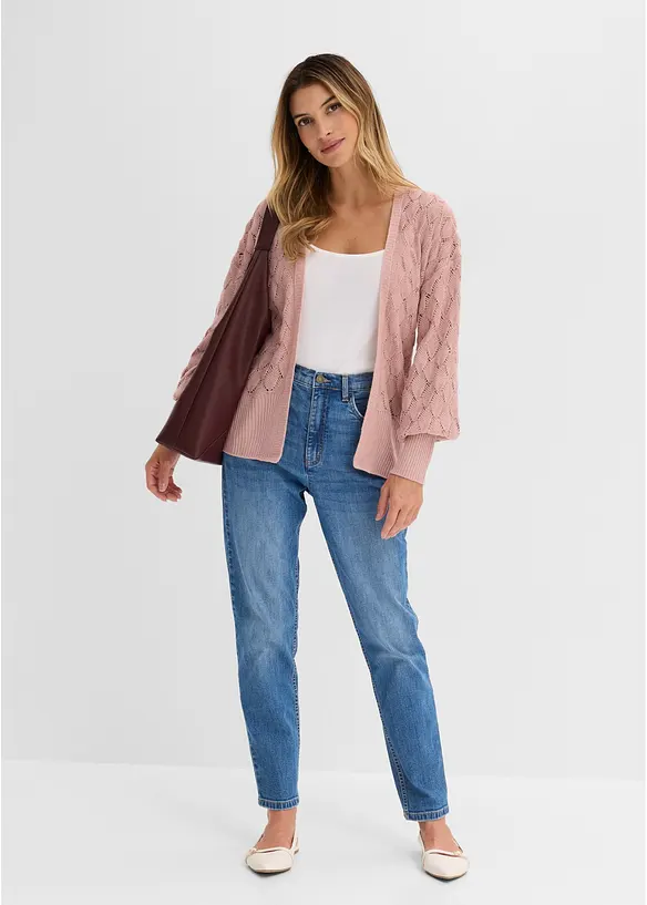 Cardigan med hullm&oslash;nster, bonprix