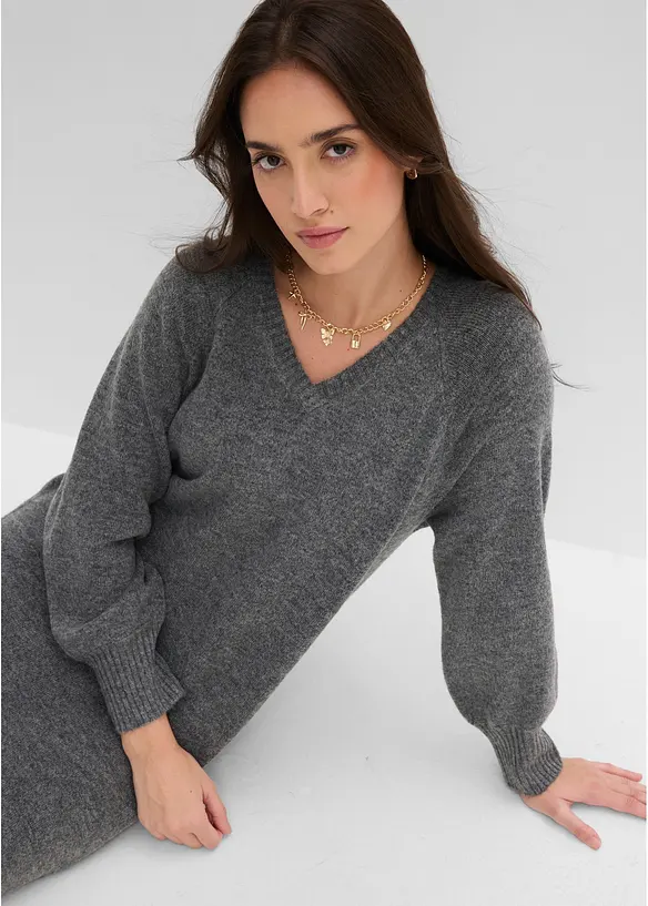 Oversized, strikket midikjole, bonprix