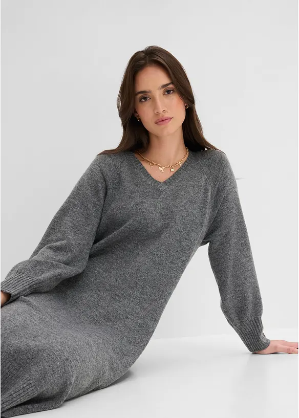 Oversized, strikket midikjole, bonprix