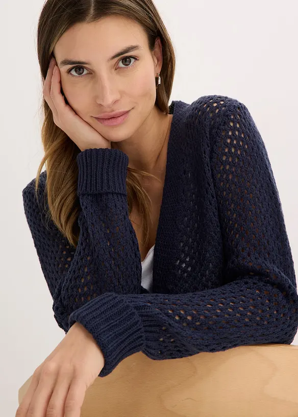 Cardigan med hullm&oslash;nster, bonprix