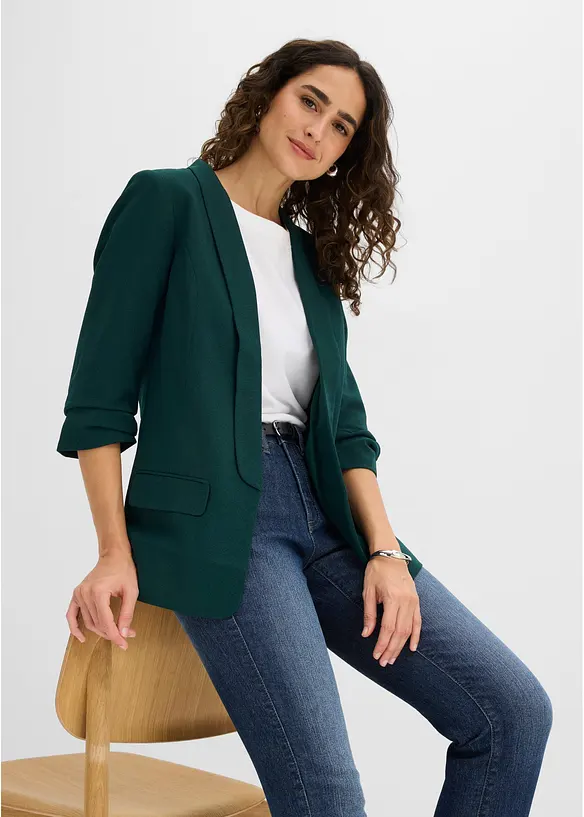 Lang blazer med draperte ermer, bonprix
