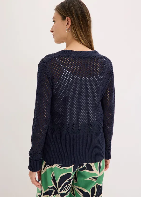 Cardigan med hullm&oslash;nster, bonprix