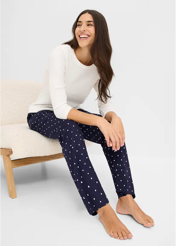 Lang pyjamasbukse i 100% bomull (2-pack), bonprix