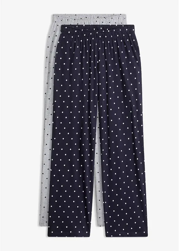 Lang pyjamasbukse i 100% bomull (2-pack), bonprix