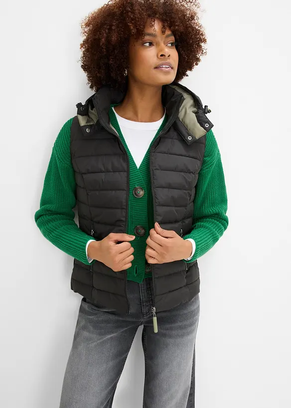 Vattert vest med hette, bonprix