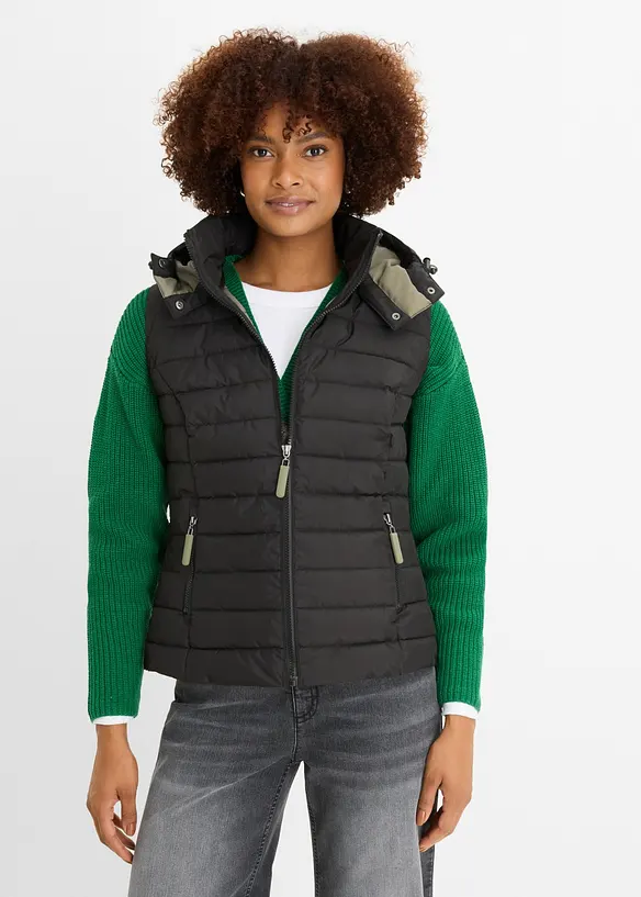 Vattert vest med hette, bonprix