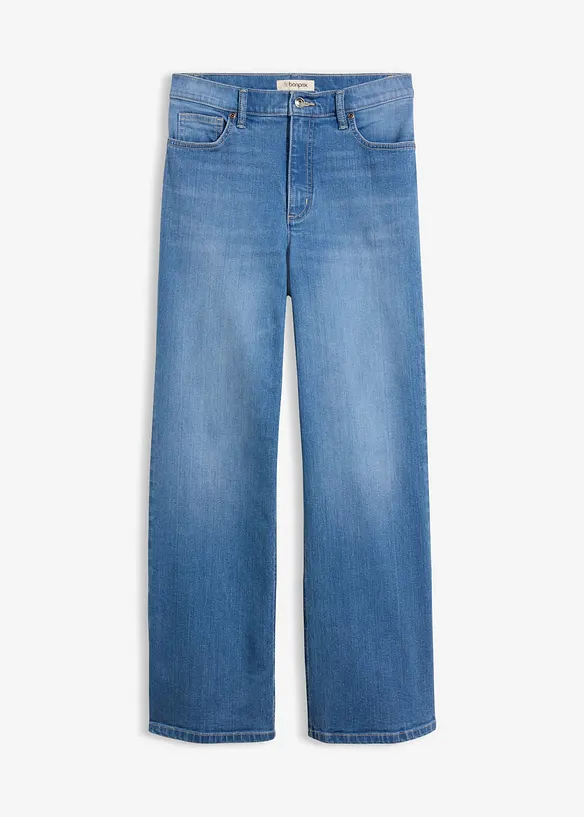 Wide leg jeans high waist, &oslash;kologisk bomull, bonprix