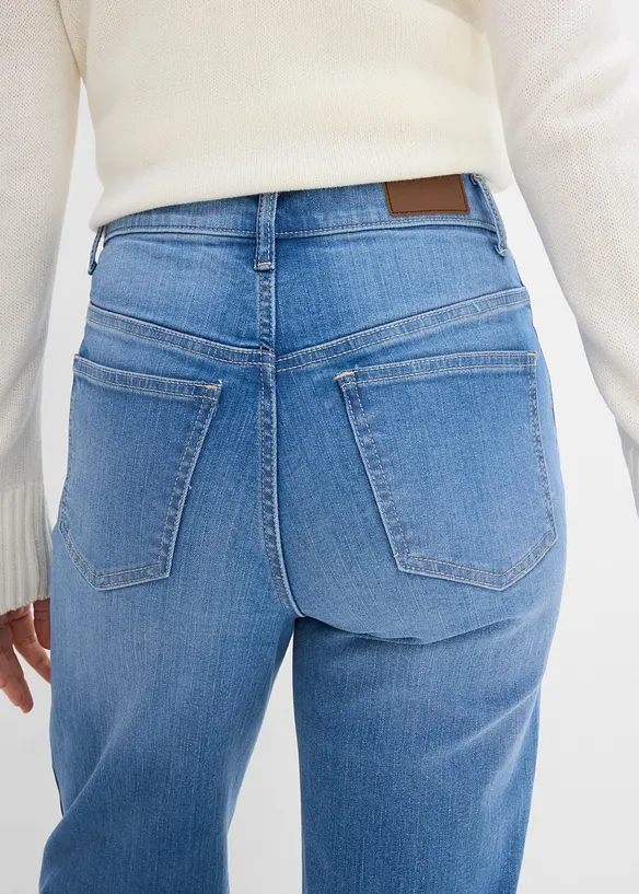 Wide leg jeans high waist, &oslash;kologisk bomull, bonprix