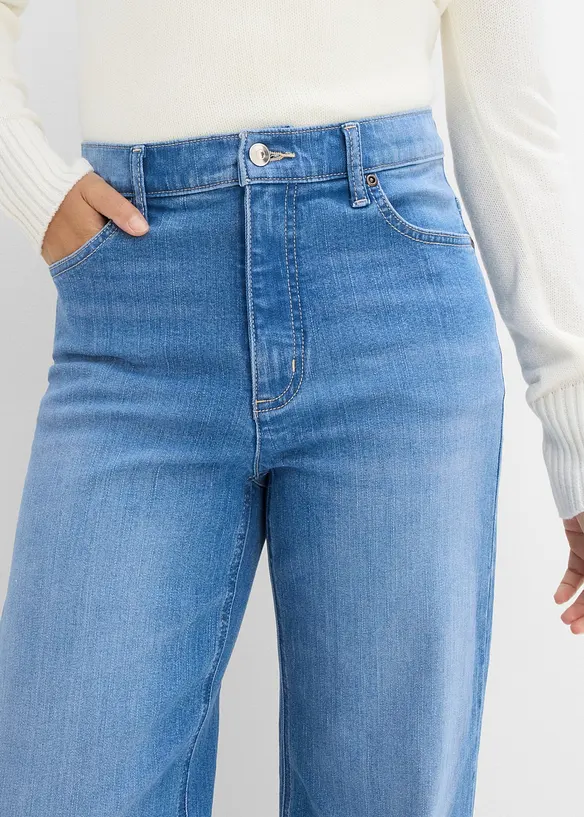 Wide leg jeans high waist, &oslash;kologisk bomull, bonprix
