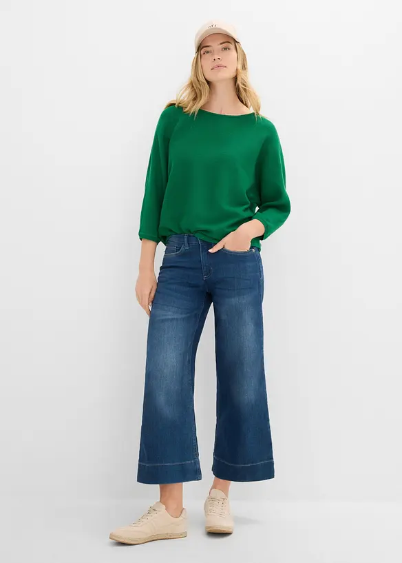 Oversized, ribbestrikket genser i viskosemiks, bonprix