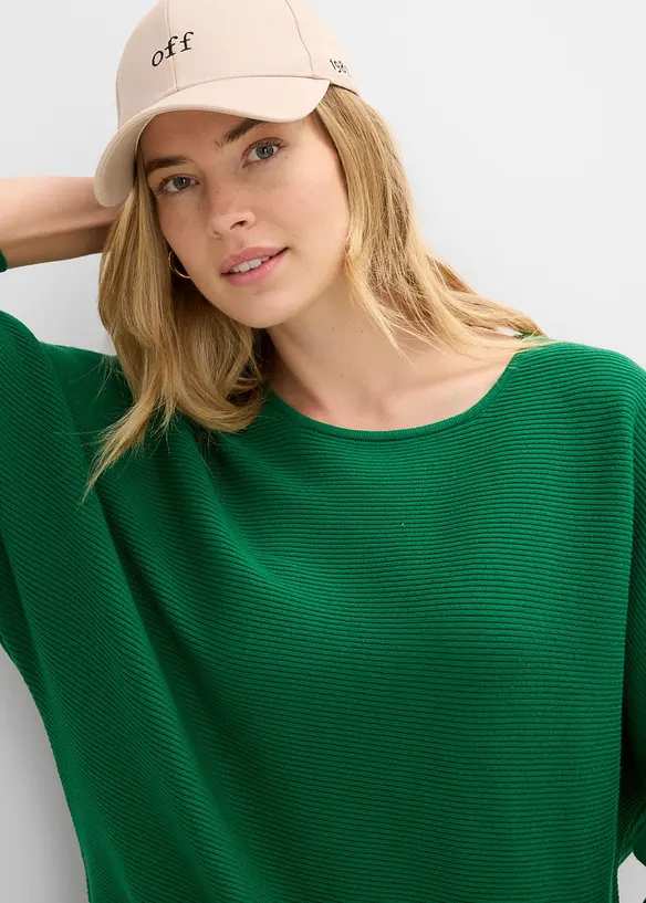 Oversized, ribbestrikket genser i viskosemiks, bonprix