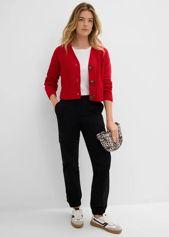Grovstrikket cardigan i 100% bomull, bonprix