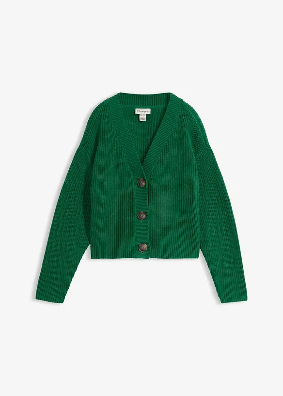 Grovstrikket cardigan i 100% bomull, bonprix