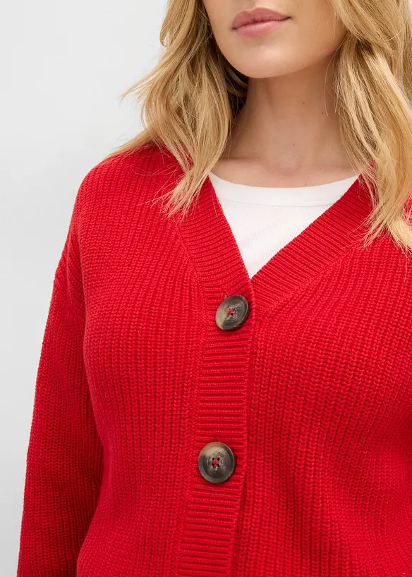 Grovstrikket cardigan i 100% bomull, bonprix