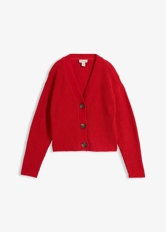 Grovstrikket cardigan i 100% bomull, bonprix